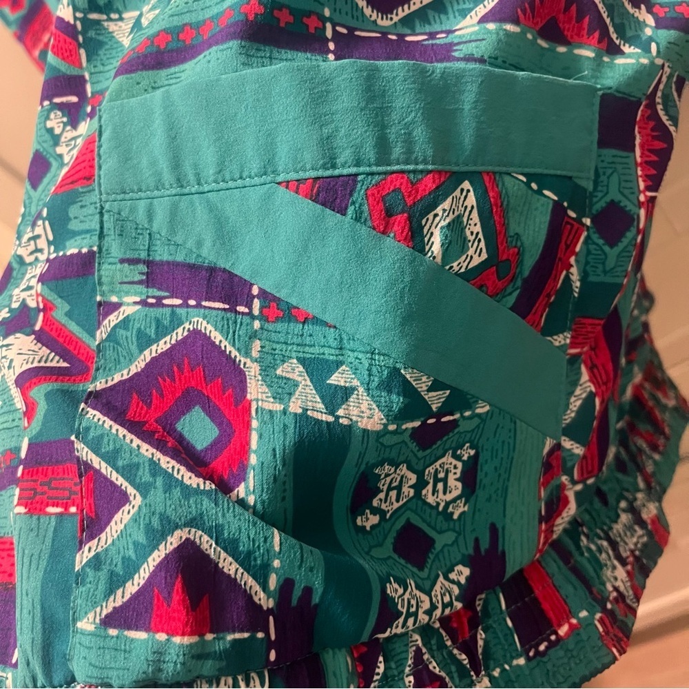 Vintage Geometric Windbreaker Spring Jacket Coat with Removable Shoulder Pads XL - Picture 7 of 16
